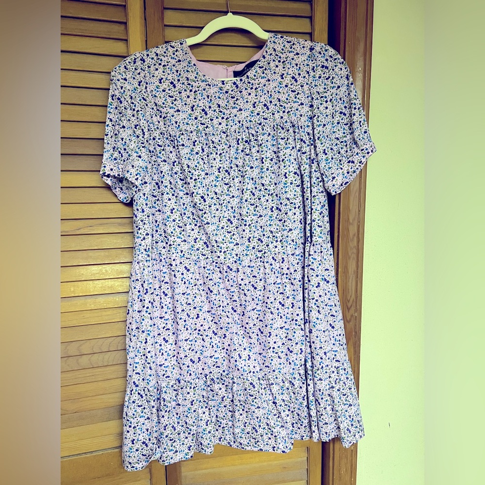 Pomander Place floral babydoll style dress- Medium. NWOT.  Pink, purple, blue.